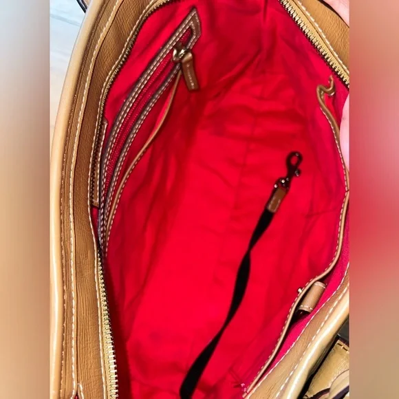 Dooney & Bourke Tan  Embossed Logo Retro Grafica Graffiti Russel Large  Tote - Picture 3 of 5